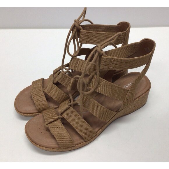 Vivaia Heidi Wedge Sandals Shoes Almond Toe Size 42 US 10.5 Cork Heels - Picture 6 of 11